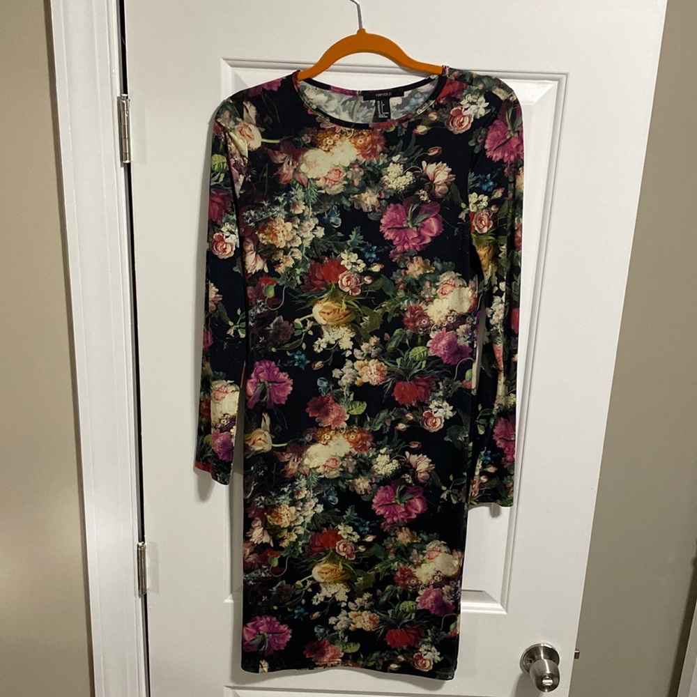 Forever 21 Floral Sheer 3/4 Dress